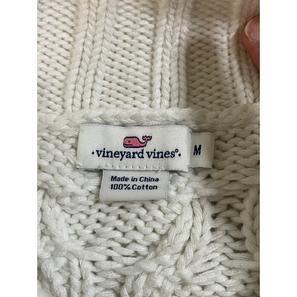 Vineyard Vines Cable Knit Cotton Sweater Women's Size M Crew Neck Long Sleeve - Picture 5 of 7